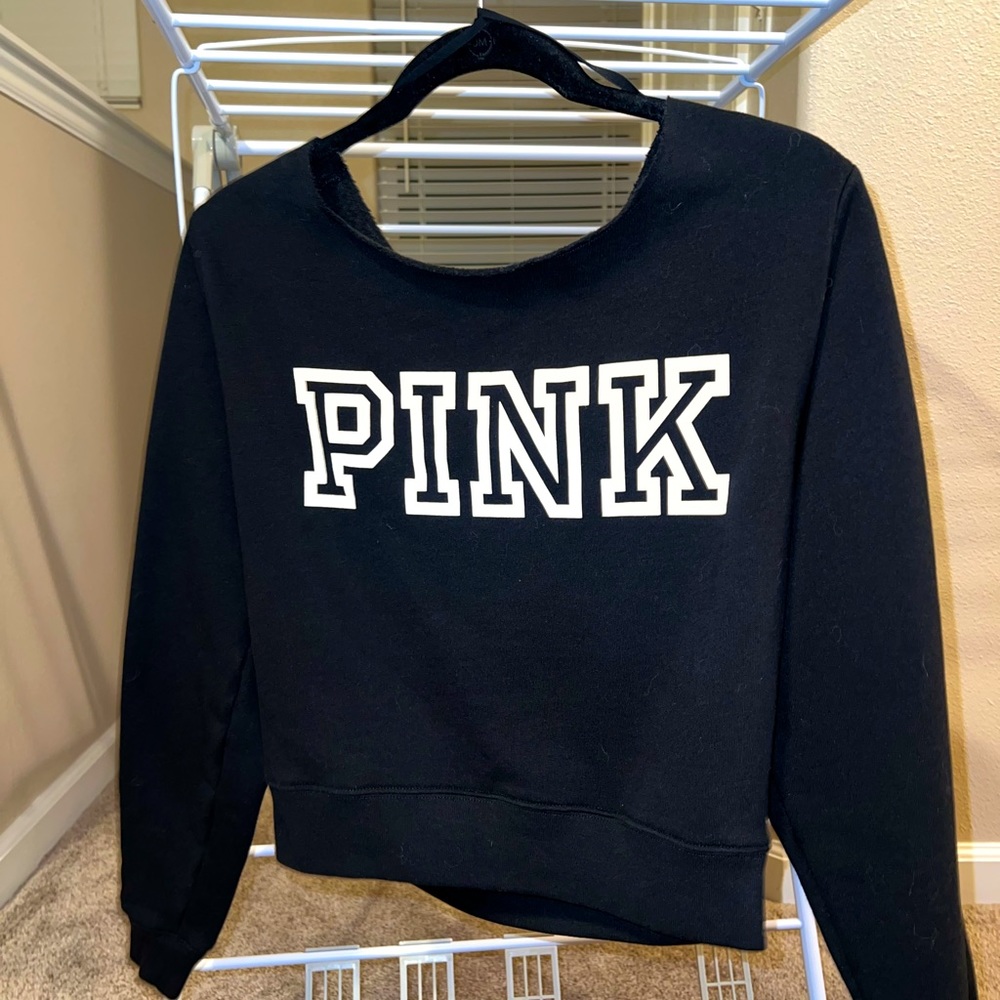 PINK FLEECE CROPPED SWEATSHIRT